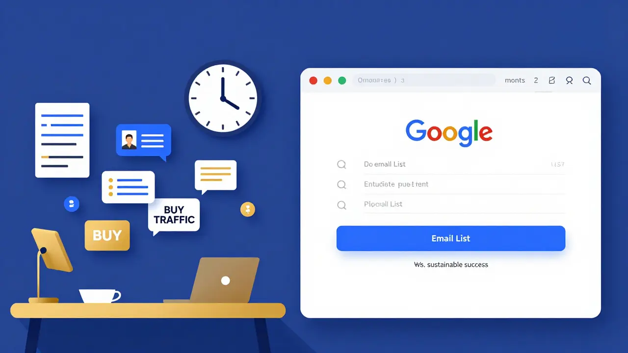 Split scene: chaotic ads vs. clean blog with high rankings, showing effective vs. ineffective affiliate strategies.