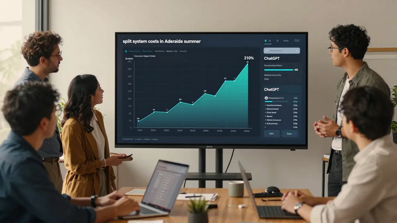 A marketing team in Melbourne celebrating a 210% traffic increase driven by ChatGPT-powered content analysis.