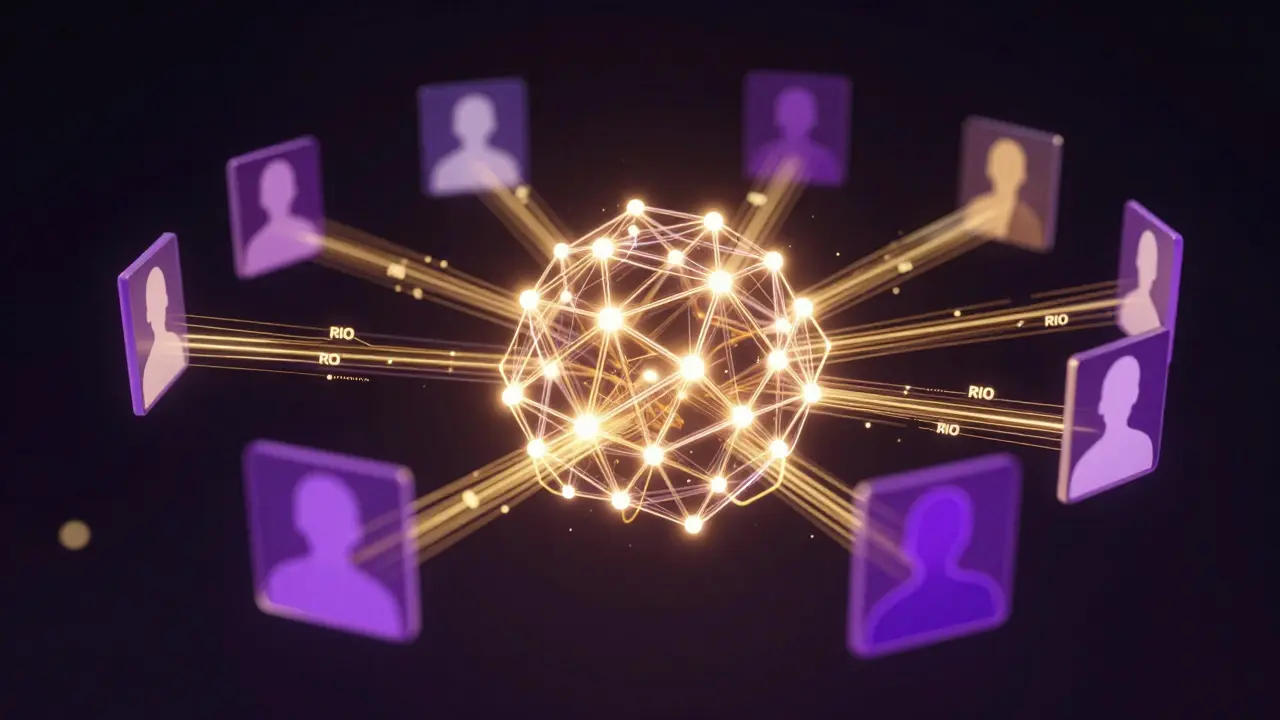 Abstract digital art showing AI neural networks connecting user data with golden light.