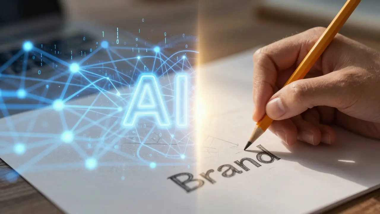 A conceptual image showing a human hand and an AI neural network merging in a glow of light.