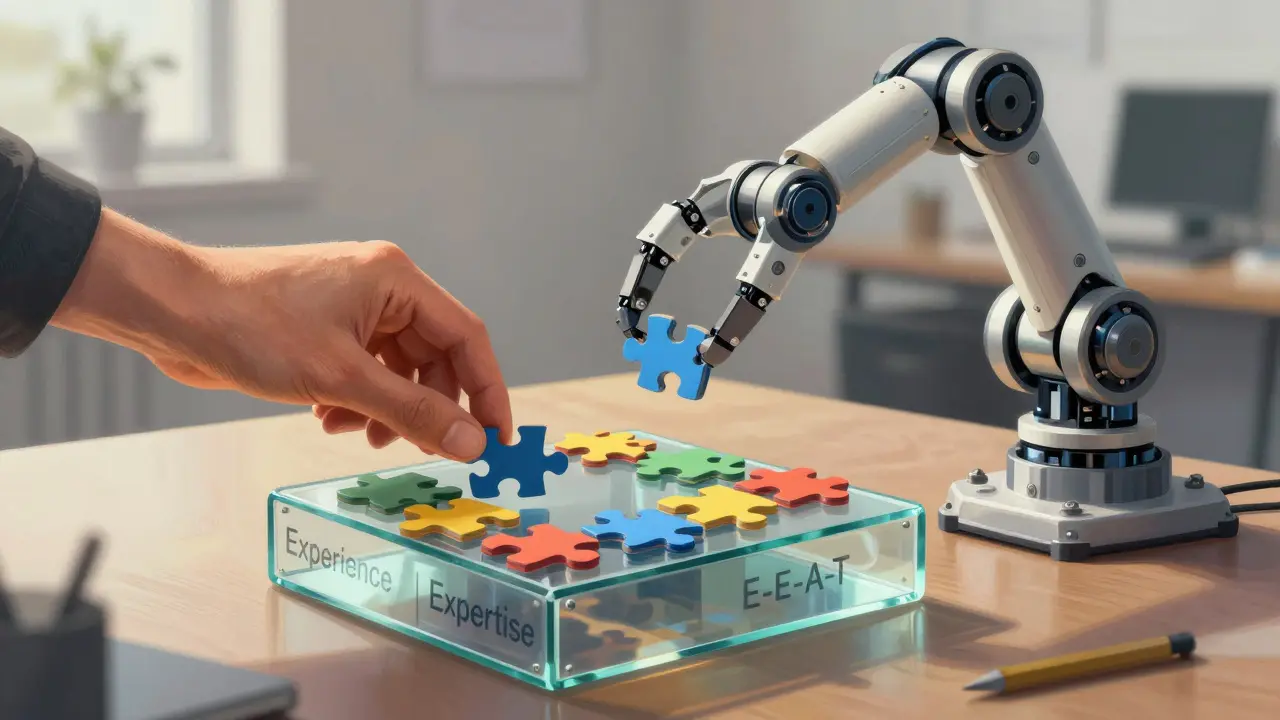 Human adding personal touches to AI-built content structure
