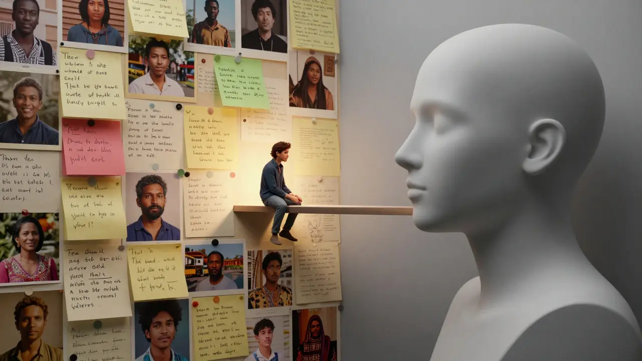 Human artifacts blending with digital AI structure