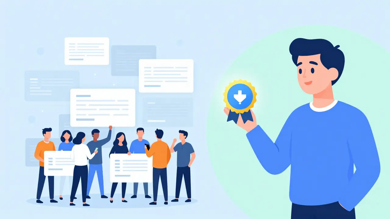 Illustration contrasting noisy ads with trusted personal recommendations